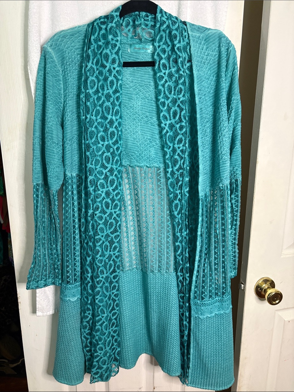 Simply Couture Teal Knit Open Cardigan